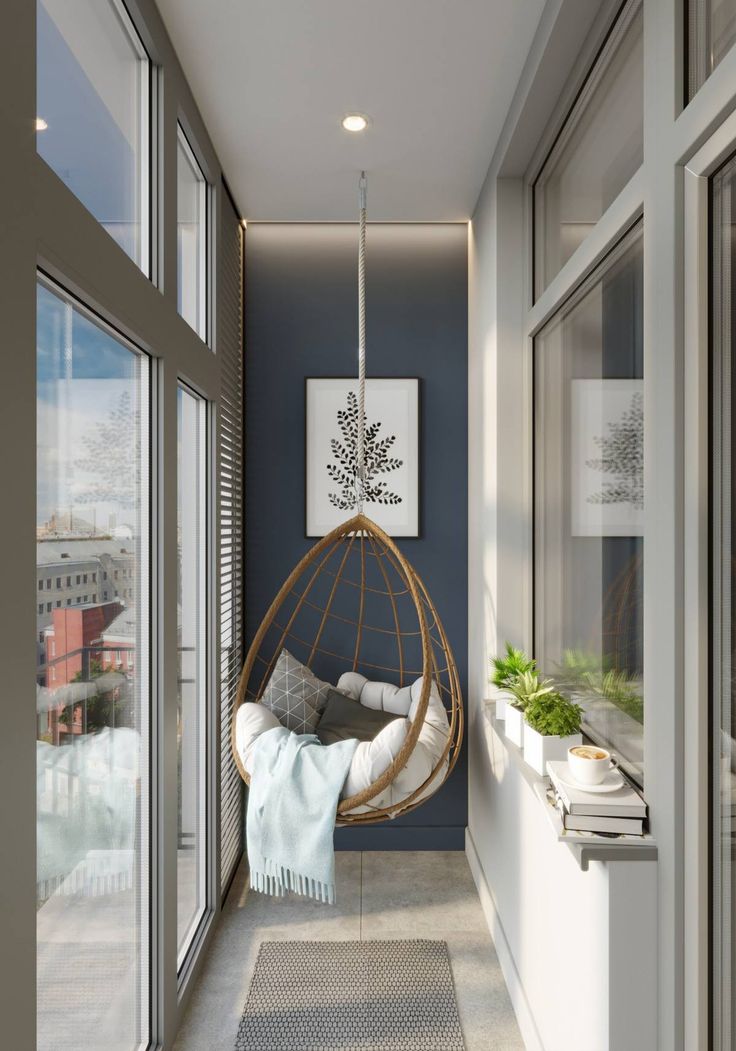 дизайн балкон с зоной для отдыха
