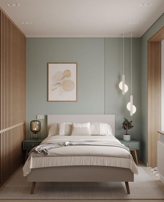 спальня в оливковому кольорі